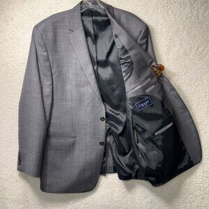 Chaps Mens Gray 2-Button Blazer Jacket Sports Coat 44R Wool Blend Classic Fit